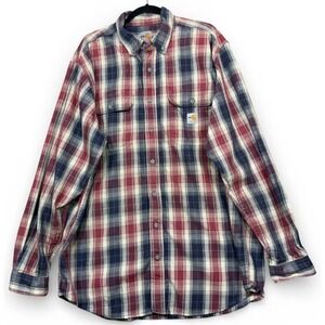 Carhartt FR Flame Resistant Flannel Shirt Mens XL Tall Plaid Button Front
